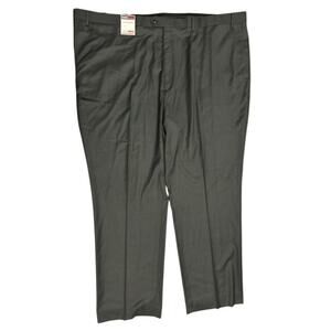 Roundtree Yorke Travel Smart Pants 54x32 Gray Gabardine Classic Fit Flat Front